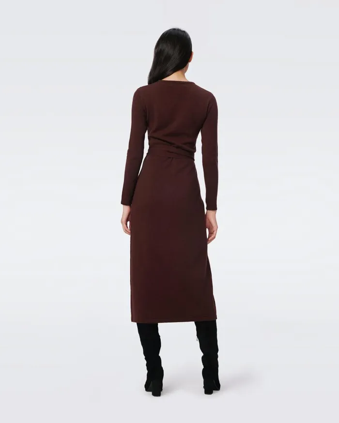 Women Astrid WoolCashmere Wrap Dress Chestnut Brown DVF Dresses