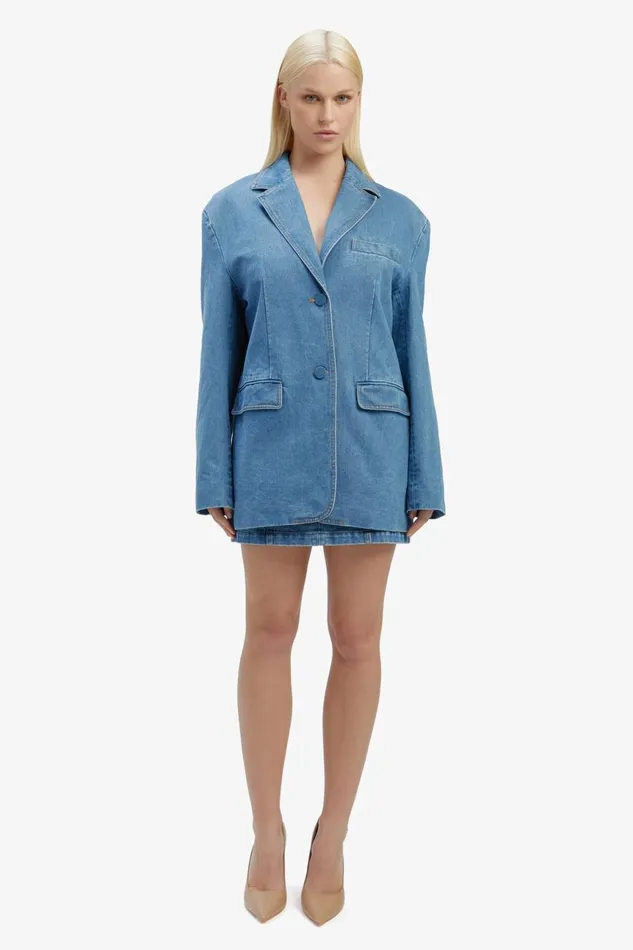 Women Bardot Blazers Abi Denim Oversized Blazer In Vintage Vintage Women Bardot Blazers Abi Denim Oversized Blazer In Vintage Vintage