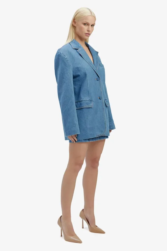 Women Bardot Blazers Abi Denim Oversized Blazer In Vintage Vintage Women Bardot Blazers Abi Denim Oversized Blazer In Vintage Vintage