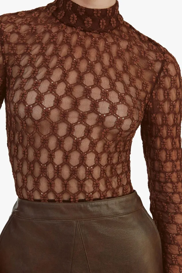 Women Bardot Bodysuits Adoni Backless Mesh Bodysuit In Chocolate Chocolate Women Bardot Bodysuits Adoni Backless Mesh Bodysuit In Chocolate Chocolate