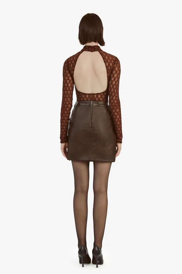 Women Bardot Bodysuits Adoni Backless Mesh Bodysuit In Chocolate Chocolate Women Bardot Bodysuits Adoni Backless Mesh Bodysuit In Chocolate Chocolate