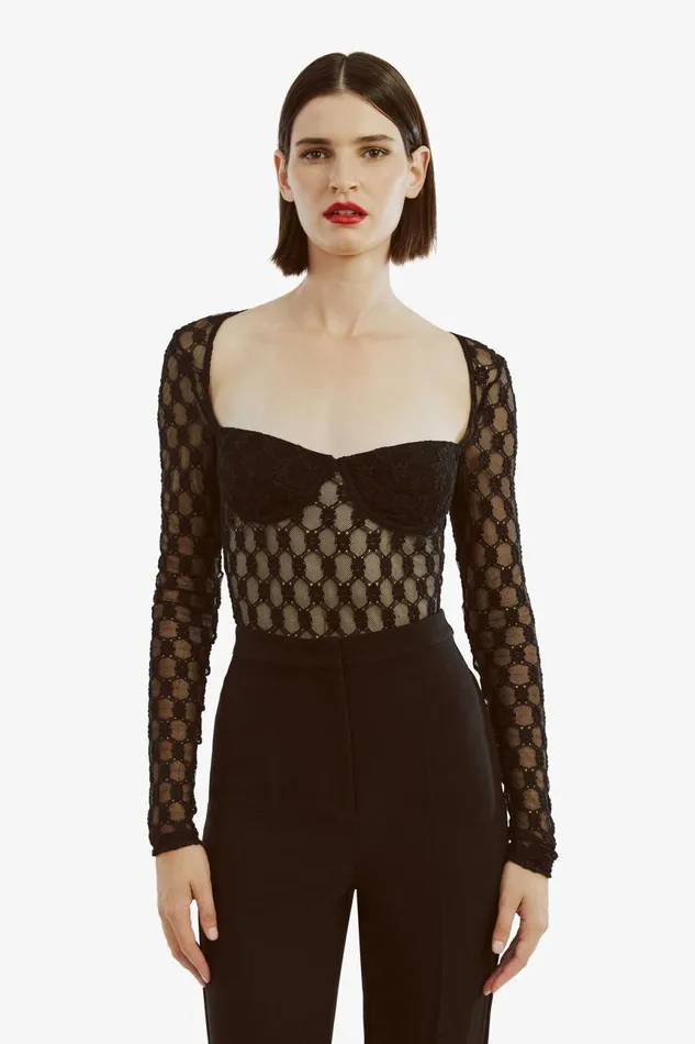 Women Bardot Bodysuits Adoni Long Sleeve Bodysuit In Black Black Women Bardot Bodysuits Adoni Long Sleeve Bodysuit In Black Black