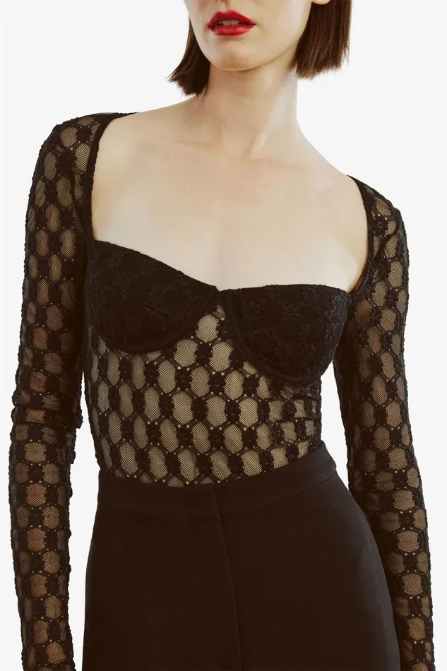 Women Bardot Bodysuits Adoni Long Sleeve Bodysuit In Black Black Women Bardot Bodysuits Adoni Long Sleeve Bodysuit In Black Black