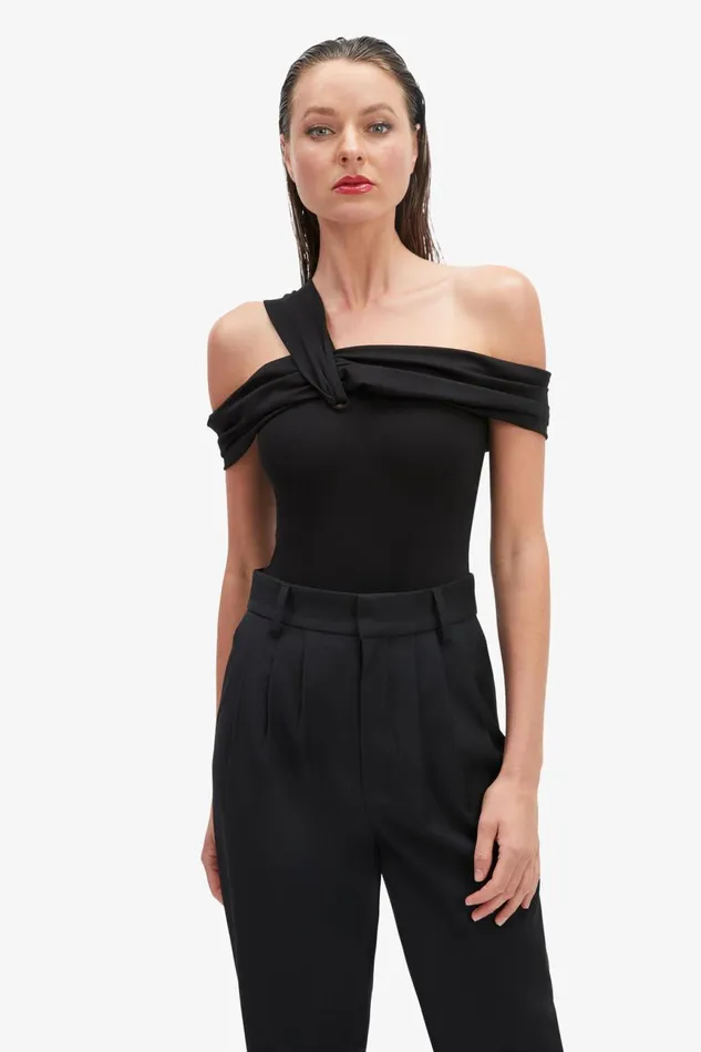 Women Bardot Bodysuits Arie Knit Bodysuit In Black Black Women Bardot Bodysuits Arie Knit Bodysuit In Black Black