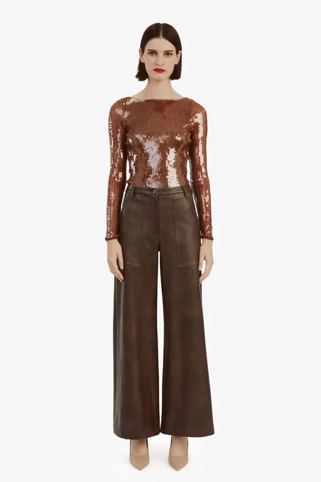 Women Bardot Bodysuits Brenna Sequin Bodysuit In Chocolate Chocolate Women Bardot Bodysuits Brenna Sequin Bodysuit In Chocolate Chocolate