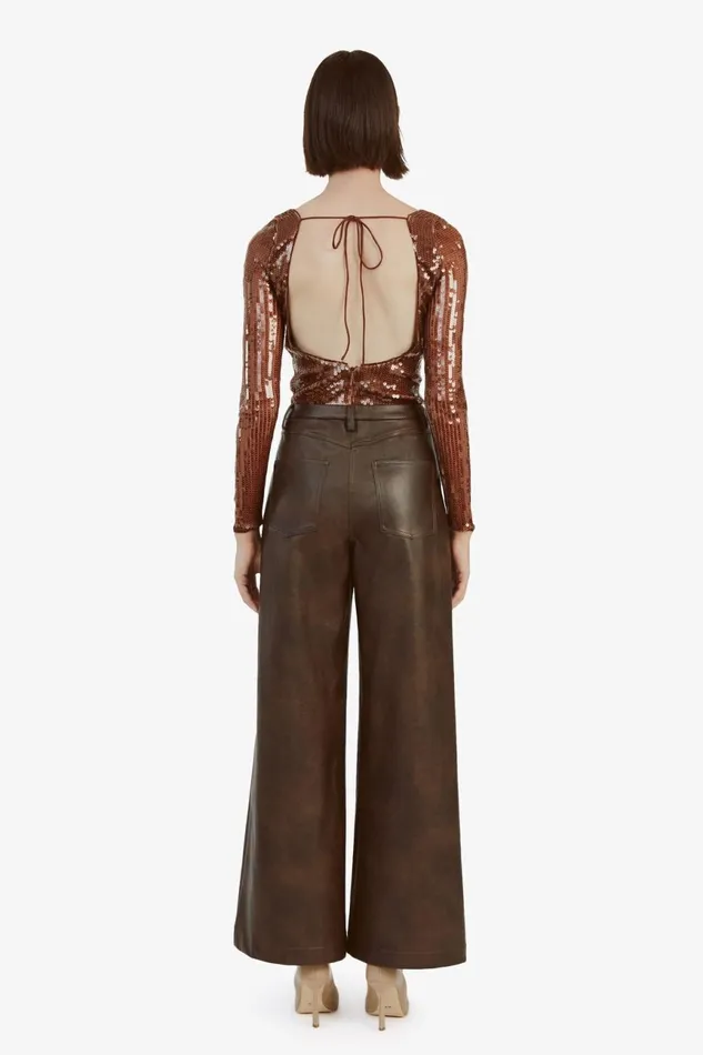 Women Bardot Bodysuits Brenna Sequin Bodysuit In Chocolate Chocolate Women Bardot Bodysuits Brenna Sequin Bodysuit In Chocolate Chocolate