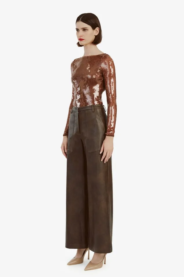Women Bardot Bodysuits Brenna Sequin Bodysuit In Chocolate Chocolate Women Bardot Bodysuits Brenna Sequin Bodysuit In Chocolate Chocolate