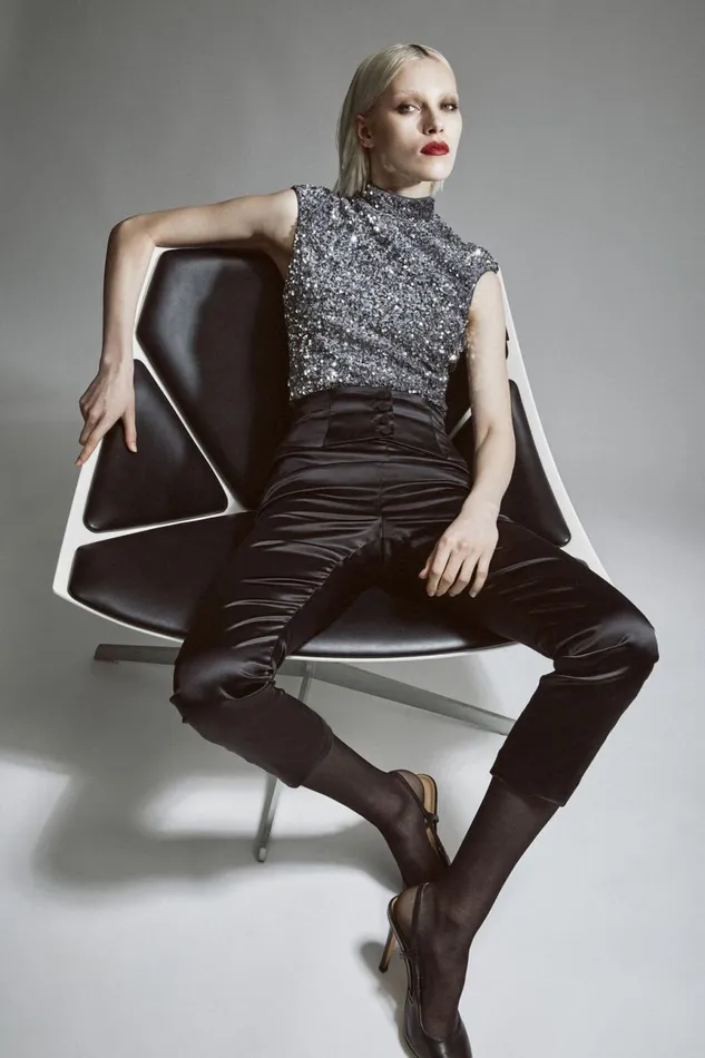 Women Bardot Bodysuits Kelso Velvet Sequin Bodysuit In Silver Silver