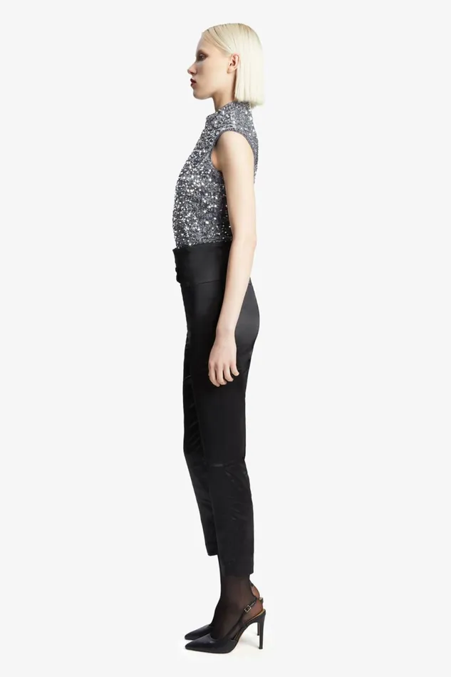 Women Bardot Bodysuits Kelso Velvet Sequin Bodysuit In Silver Silver Women Bardot Bodysuits Kelso Velvet Sequin Bodysuit In Silver Silver