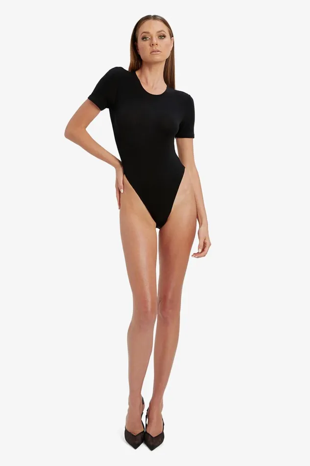 Women Bardot Bodysuits Vesper Knit Bodysuit In Black Black Women Bardot Bodysuits Vesper Knit Bodysuit In Black Black