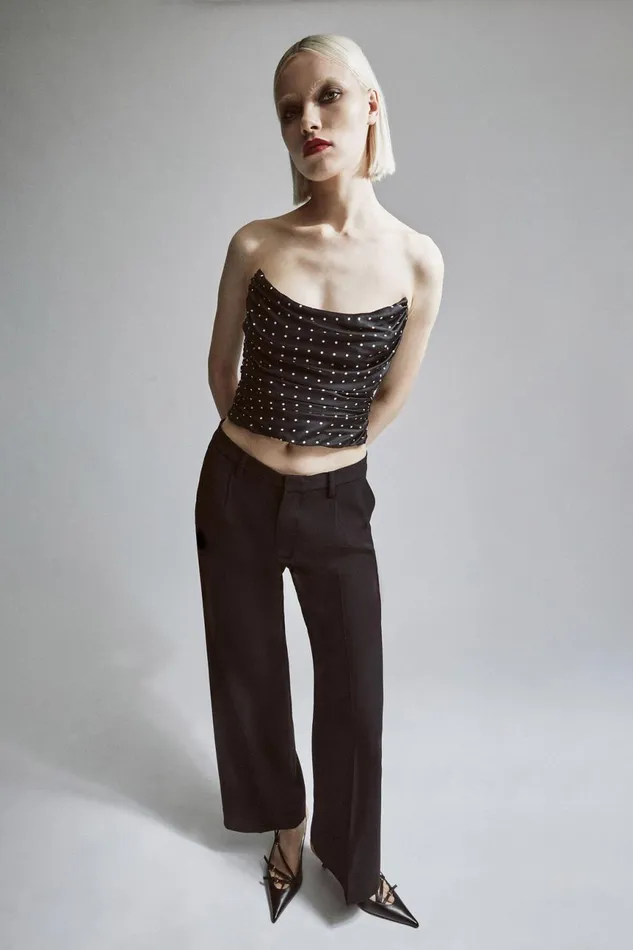 Women Bardot Corsets Blanca Satin Bustier In Black Spot Black Spot