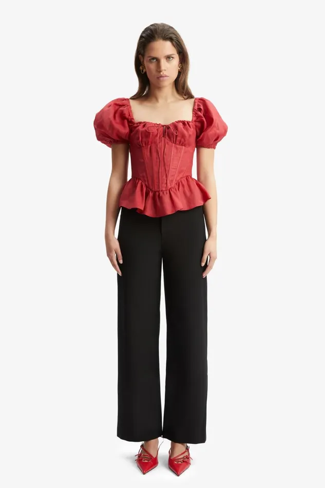 Women Bardot Corsets Esra Puff Sleeve Corset Top In Fire Red Fire Red Women Bardot Corsets Esra Puff Sleeve Corset Top In Fire Red Fire Red