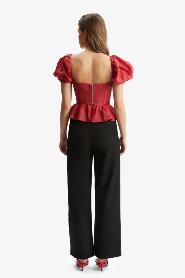 Women Bardot Corsets Esra Puff Sleeve Corset Top In Fire Red Fire Red Women Bardot Corsets Esra Puff Sleeve Corset Top In Fire Red Fire Red