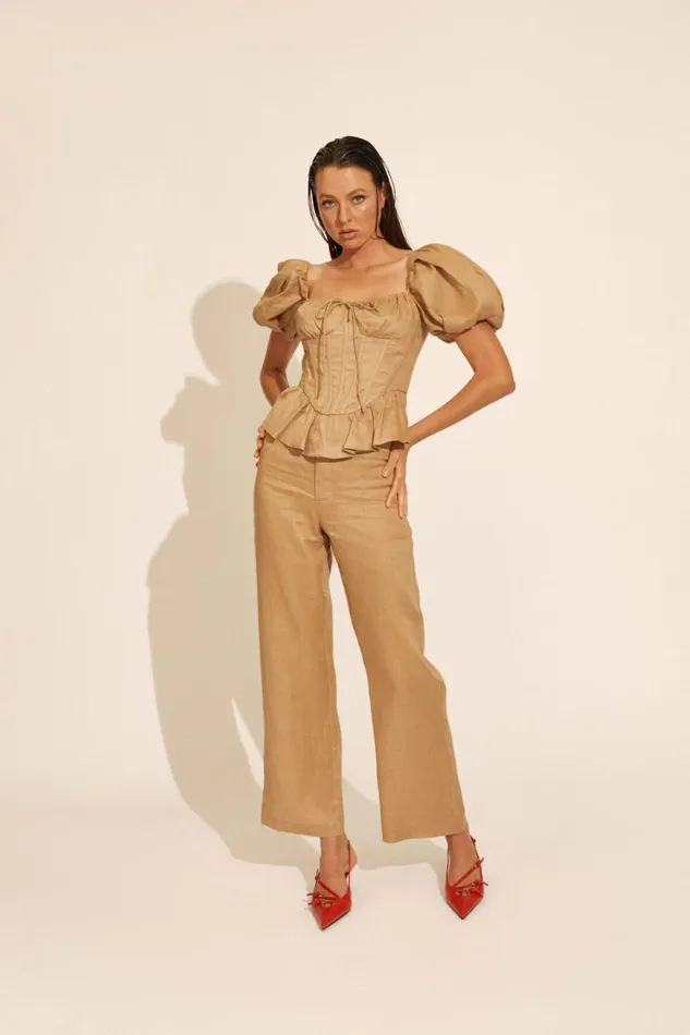 Women Bardot Corsets Esra Puff Sleeve Corset Top In Latte Latte