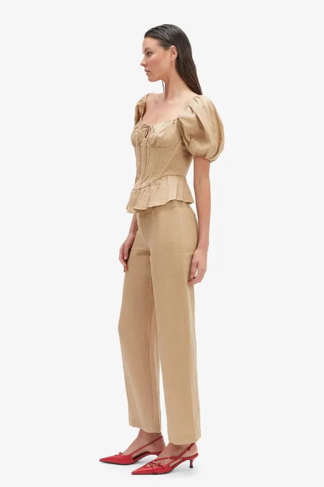 Women Bardot Corsets Esra Puff Sleeve Corset Top In Latte Latte Women Bardot Corsets Esra Puff Sleeve Corset Top In Latte Latte