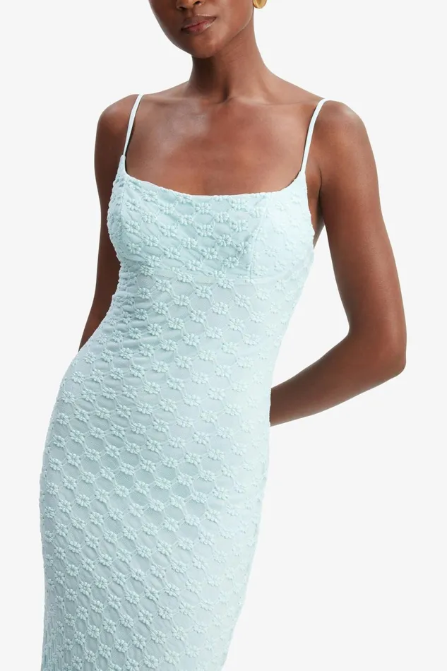 Women Bardot Day To Night Dresses Adoni Mesh Midi Dress In Aqua Aqua