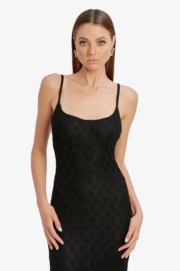 Women Bardot Day To Night Dresses Adoni Mesh Midi Dress In Black Black