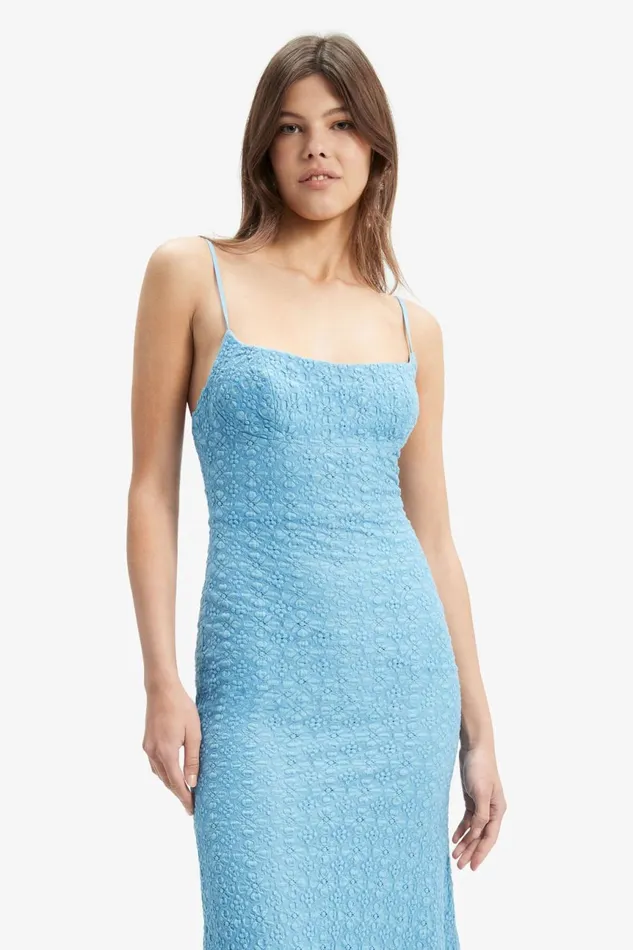 Women Bardot Day To Night Dresses Adoni Mesh Midi Dress In Mid Blue Mid Blue
