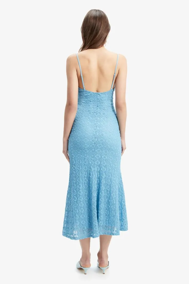 Women Bardot Day To Night Dresses Adoni Mesh Midi Dress In Mid Blue Mid Blue