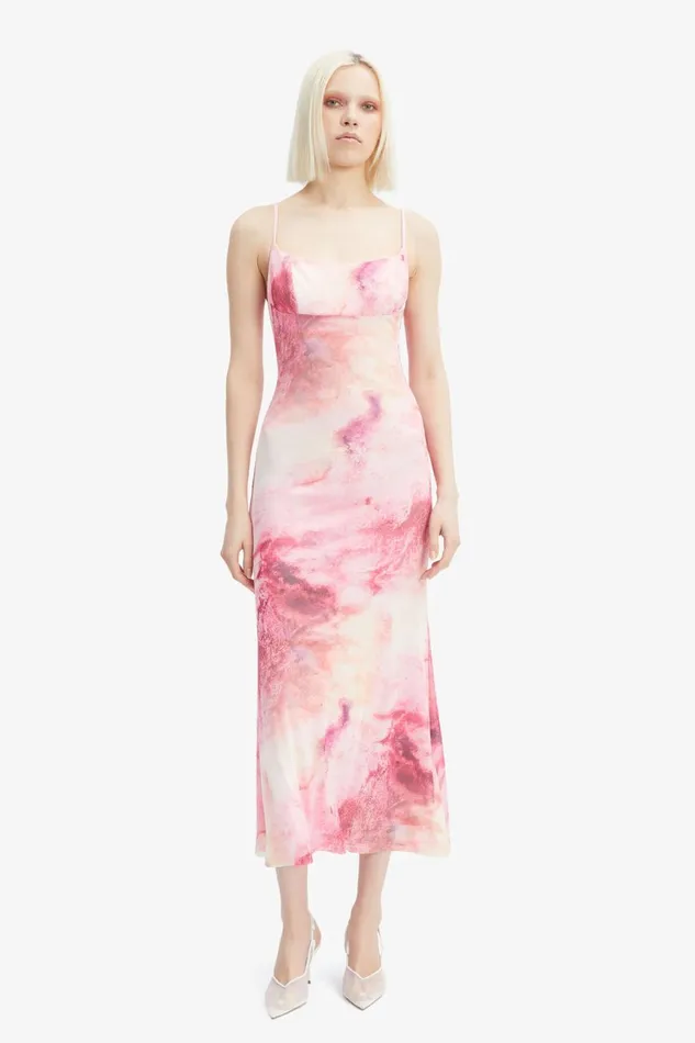 Women Bardot Day To Night Dresses Adoni Printed Mesh Midi Dress In Pink T Dye Pink T Dye Women Bardot Day To Night Dresses Adoni Printed Mesh Midi Dress In Pink T Dye Pink T Dye