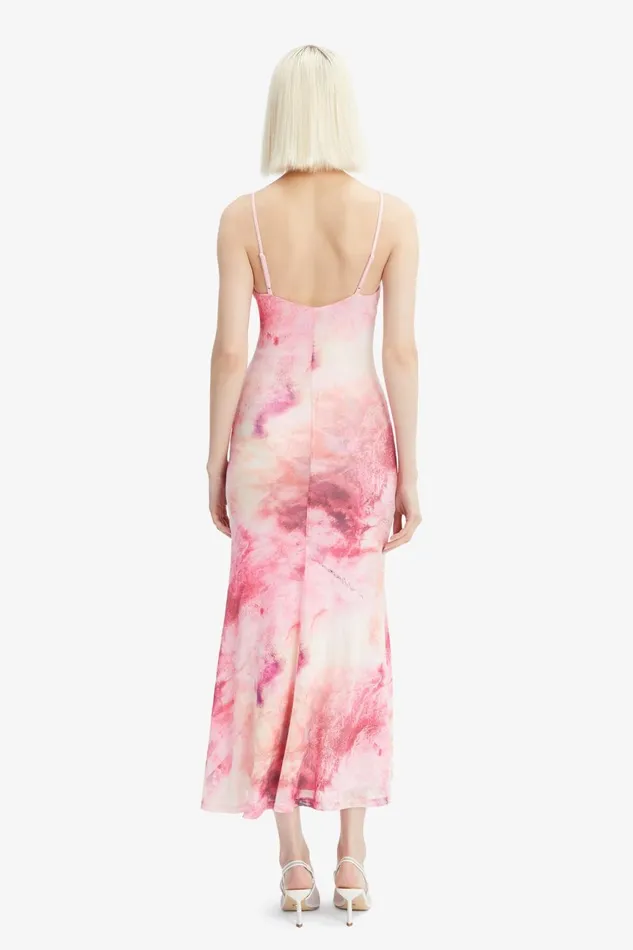 Women Bardot Day To Night Dresses Adoni Printed Mesh Midi Dress In Pink T Dye Pink T Dye Women Bardot Day To Night Dresses Adoni Printed Mesh Midi Dress In Pink T Dye Pink T Dye