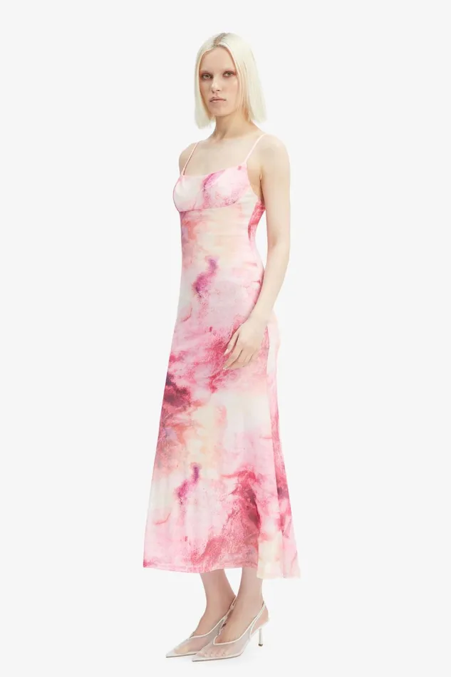 Women Bardot Day To Night Dresses Adoni Printed Mesh Midi Dress In Pink T Dye Pink T Dye Women Bardot Day To Night Dresses Adoni Printed Mesh Midi Dress In Pink T Dye Pink T Dye