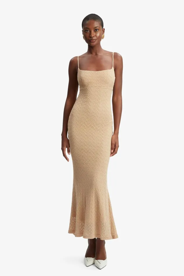 Women Bardot Day To Night Dresses Adoni Stretch Lace Midi Dress In Natural Natural Women Bardot Day To Night Dresses Adoni Stretch Lace Midi Dress In Natural Natural