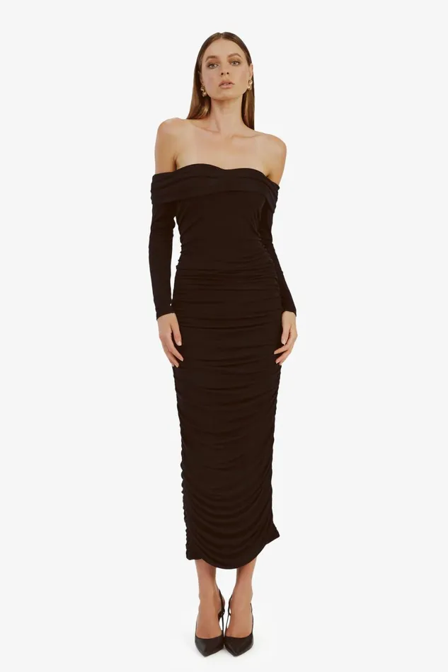 Women Bardot Day To Night Dresses Arkie Knit Maxi Dress In Black Black Women Bardot Day To Night Dresses Arkie Knit Maxi Dress In Black Black
