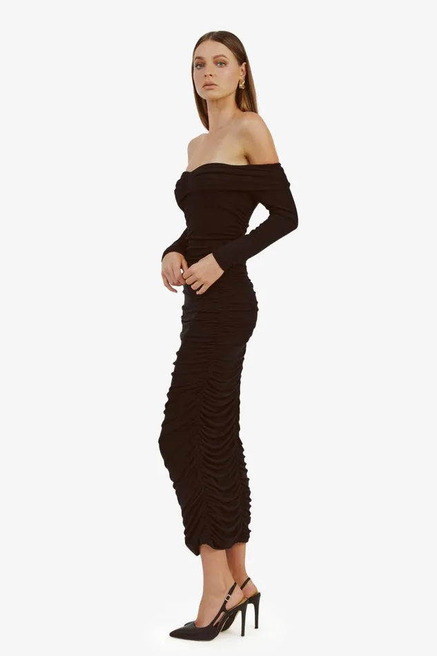 Women Bardot Day To Night Dresses Arkie Knit Maxi Dress In Black Black Women Bardot Day To Night Dresses Arkie Knit Maxi Dress In Black Black