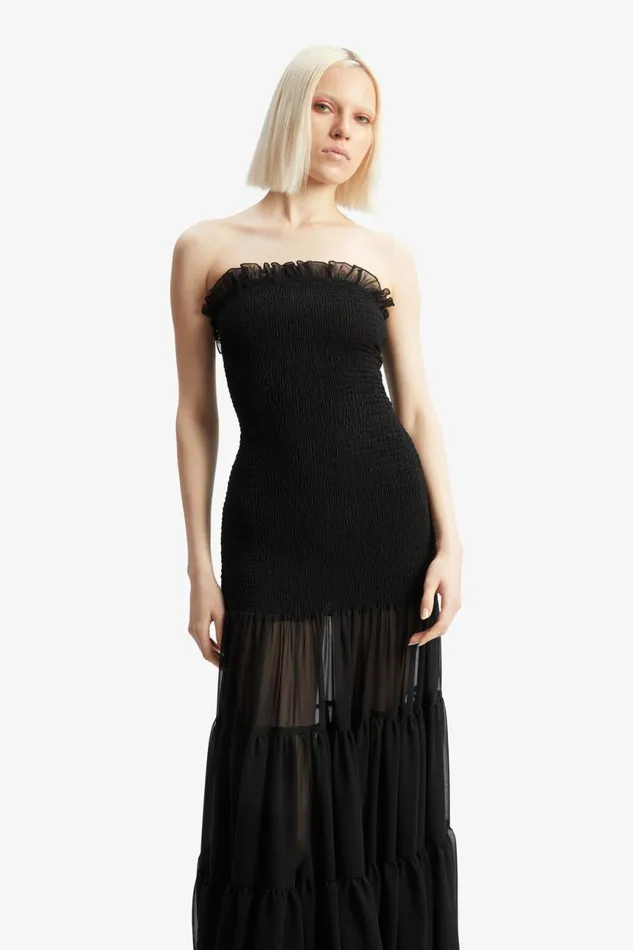 Women Bardot Day To Night Dresses Azura Strapless Maxi Dress In Black Black Women Bardot Day To Night Dresses Azura Strapless Maxi Dress In Black Black