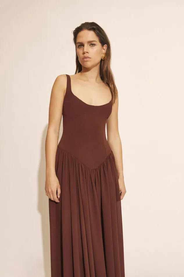 Women Bardot Day To Night Dresses Briann Maxi Dress In Chocolate Chocolate