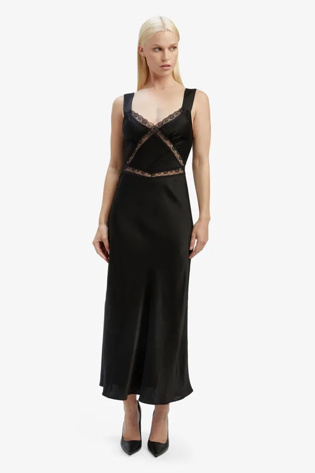 Women Bardot Day To Night Dresses Emory Lace Slip Dress In Black Black Women Bardot Day To Night Dresses Emory Lace Slip Dress In Black Black