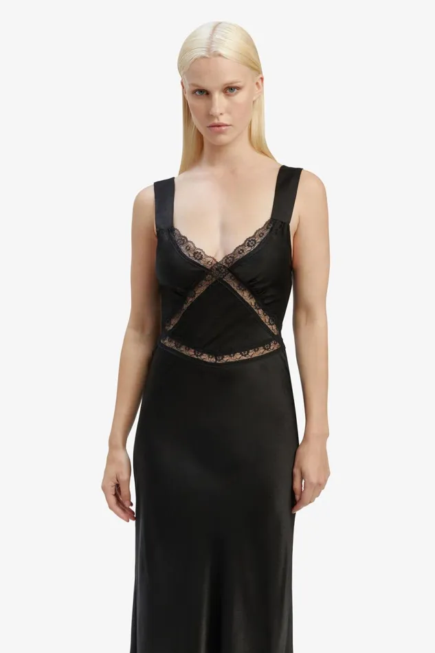 Women Bardot Day To Night Dresses Emory Lace Slip Dress In Black Black Women Bardot Day To Night Dresses Emory Lace Slip Dress In Black Black
