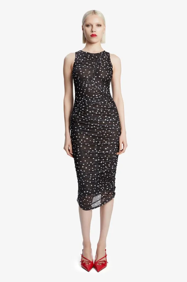 Women Bardot Day To Night Dresses Felicia Spot Mesh Midi Dress In Black Spot Black Spot Women Bardot Day To Night Dresses Felicia Spot Mesh Midi Dress In Black Spot Black Spot
