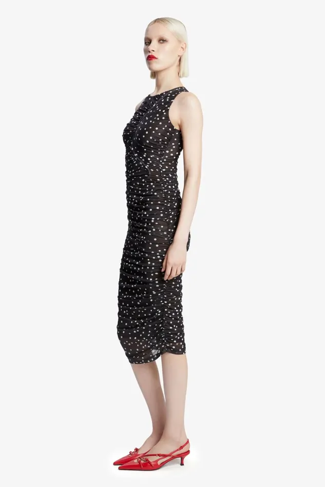 Women Bardot Day To Night Dresses Felicia Spot Mesh Midi Dress In Black Spot Black Spot Women Bardot Day To Night Dresses Felicia Spot Mesh Midi Dress In Black Spot Black Spot