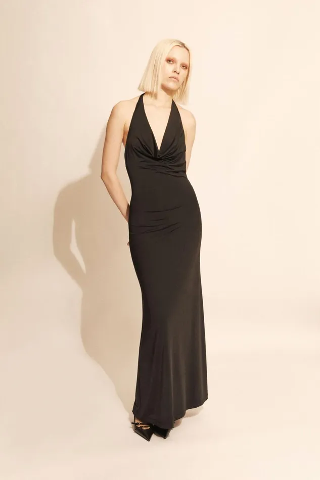 Women Bardot Day To Night Dresses Francine Halter Maxi Dress In Black Black