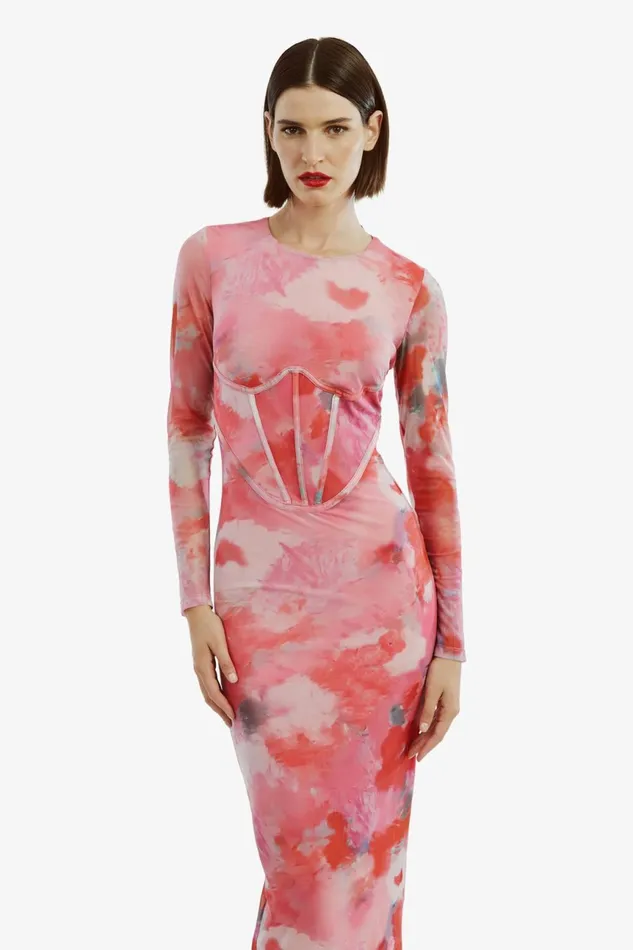Women Bardot Day To Night Dresses Lena Mesh Midi Dress In Wildflower Wildflower Women Bardot Day To Night Dresses Lena Mesh Midi Dress In Wildflower Wildflower