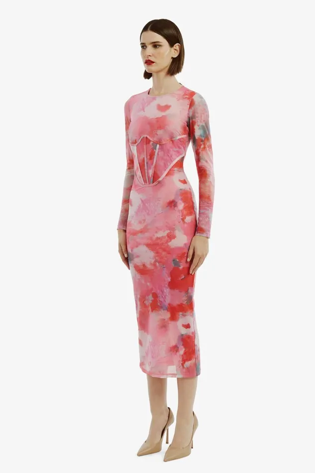 Women Bardot Day To Night Dresses Lena Mesh Midi Dress In Wildflower Wildflower Women Bardot Day To Night Dresses Lena Mesh Midi Dress In Wildflower Wildflower