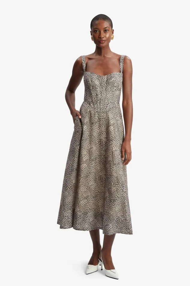 Women Bardot Day To Night Dresses Lilah Corset Midi Dress In Brown Leopard Brown Leopard Women Bardot Day To Night Dresses Lilah Corset Midi Dress In Brown Leopard Brown Leopard