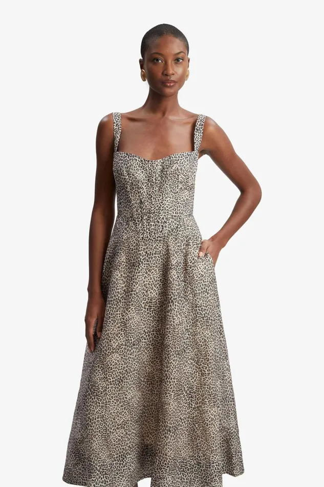 Women Bardot Day To Night Dresses Lilah Corset Midi Dress In Brown Leopard Brown Leopard Women Bardot Day To Night Dresses Lilah Corset Midi Dress In Brown Leopard Brown Leopard