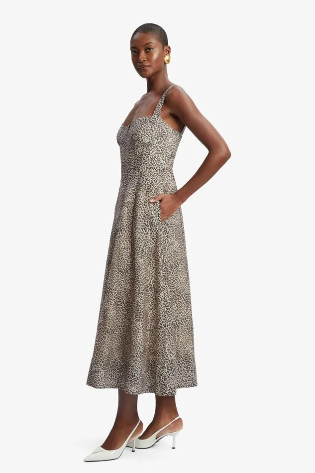 Women Bardot Day To Night Dresses Lilah Corset Midi Dress In Brown Leopard Brown Leopard Women Bardot Day To Night Dresses Lilah Corset Midi Dress In Brown Leopard Brown Leopard