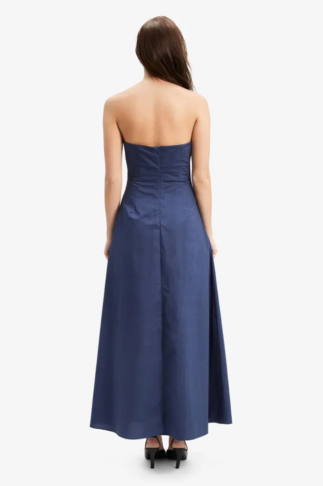 Women Bardot Day To Night Dresses Lora Poplin Maxi Dress In Navy Navy