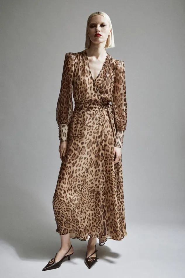 Women Bardot Day To Night Dresses Lucianna Maxi Wrap Dress In Brown Leopard Brown Leopard Women Bardot Day To Night Dresses Lucianna Maxi Wrap Dress In Brown Leopard Brown Leopard