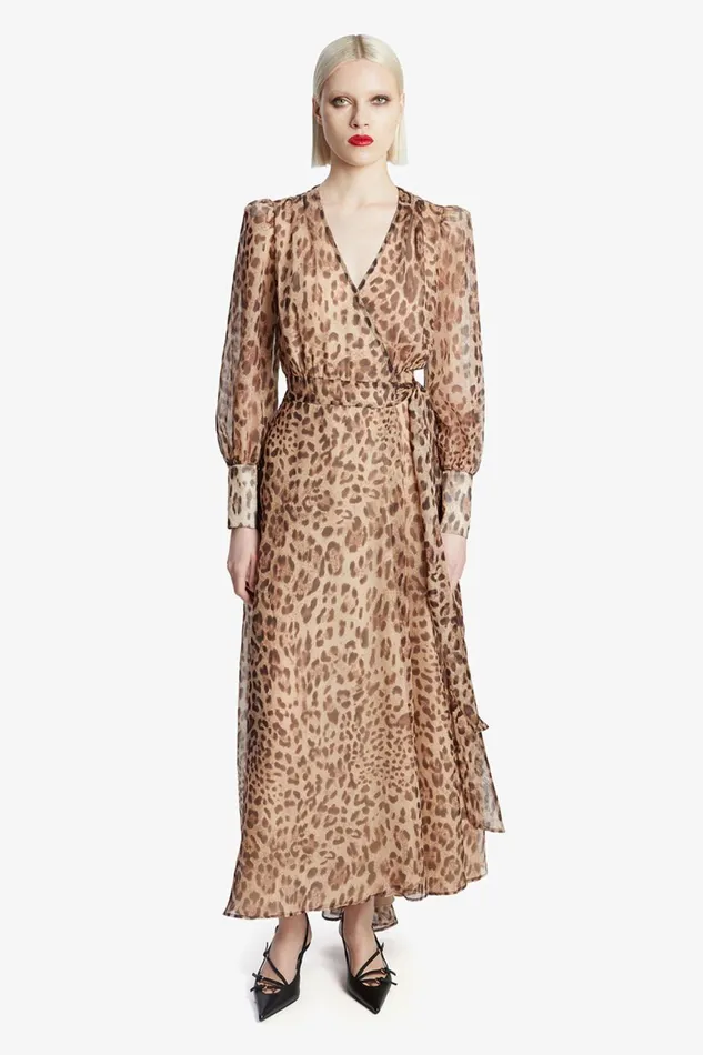 Women Bardot Day To Night Dresses Lucianna Maxi Wrap Dress In Brown Leopard Brown Leopard Women Bardot Day To Night Dresses Lucianna Maxi Wrap Dress In Brown Leopard Brown Leopard