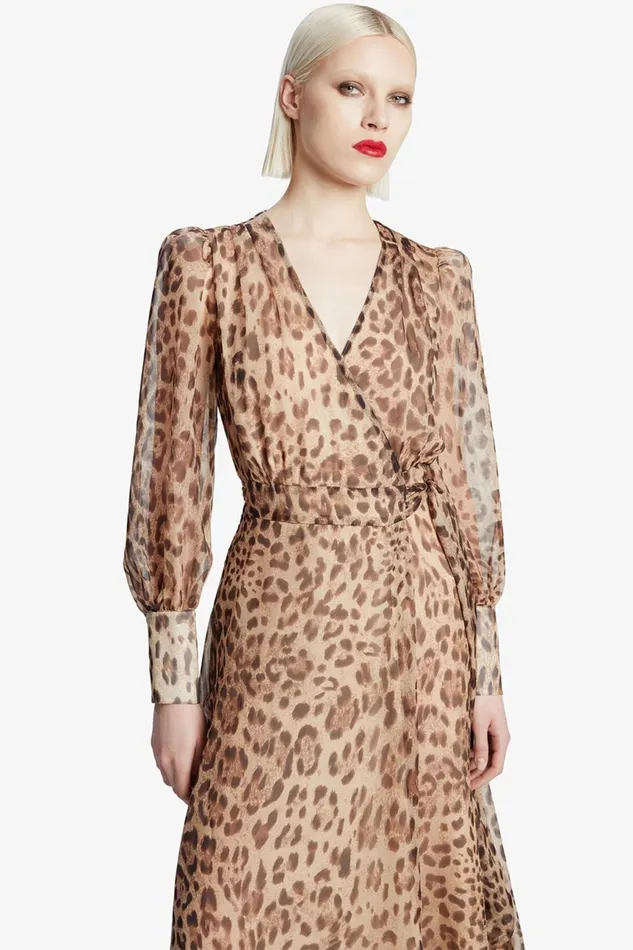 Women Bardot Day To Night Dresses Lucianna Maxi Wrap Dress In Brown Leopard Brown Leopard Women Bardot Day To Night Dresses Lucianna Maxi Wrap Dress In Brown Leopard Brown Leopard
