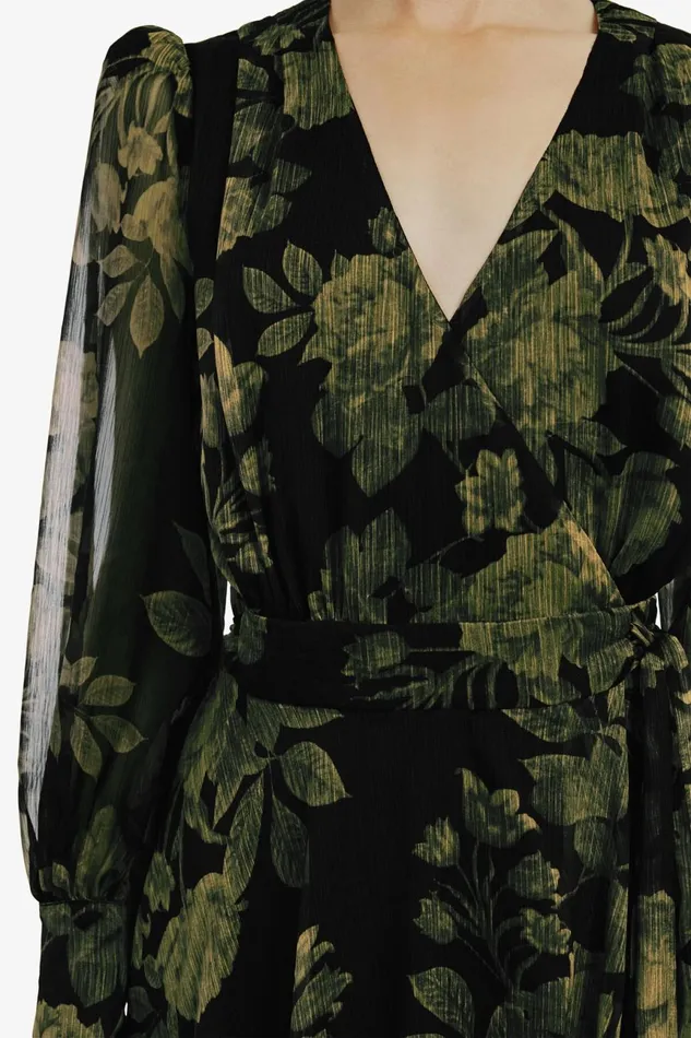 Women Bardot Day To Night Dresses Lucianna Maxi Wrap Dress In Green Flo Green Flo Women Bardot Day To Night Dresses Lucianna Maxi Wrap Dress In Green Flo Green Flo