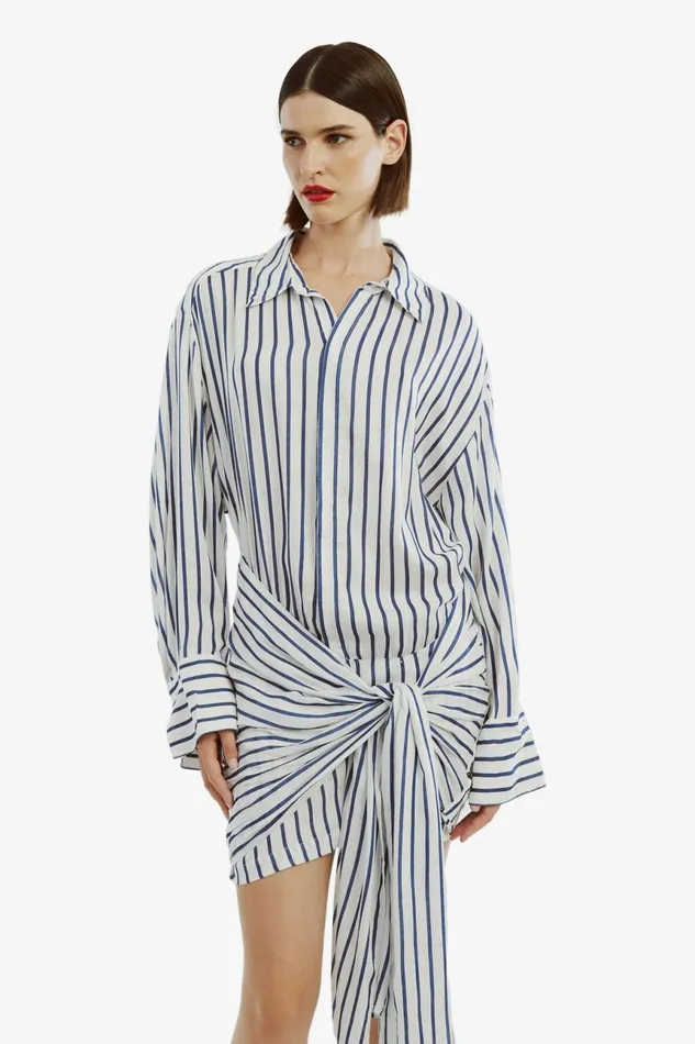 Women Bardot Day To Night Dresses Malira Shirt Dress In Navywhite Navywhite Women Bardot Day To Night Dresses Malira Shirt Dress In Navywhite Navywhite