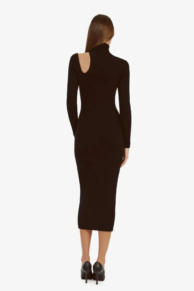 Women Bardot Day To Night Dresses Olesa Asymmetric Knit Dress In Black Black Women Bardot Day To Night Dresses Olesa Asymmetric Knit Dress In Black Black