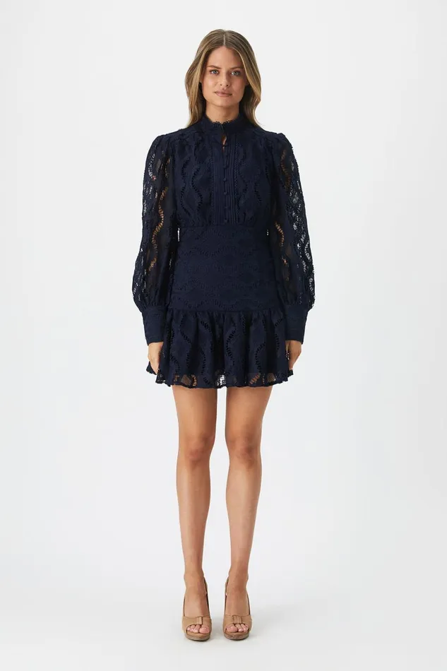 Women Bardot Day To Night Dresses Remy Lace Dress In Navy Navy