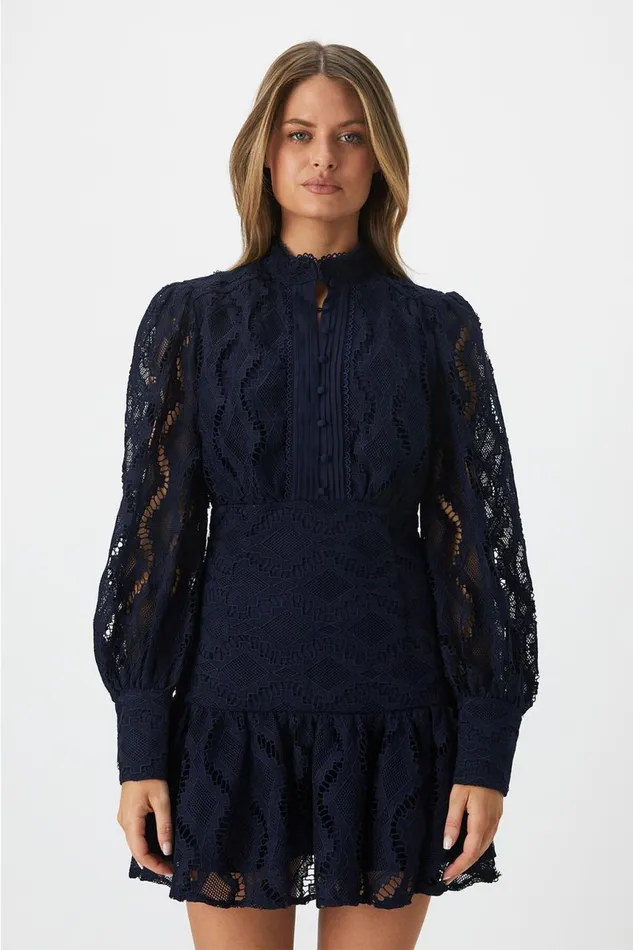 Women Bardot Day To Night Dresses Remy Lace Dress In Navy Navy Women Bardot Day To Night Dresses Remy Lace Dress In Navy Navy